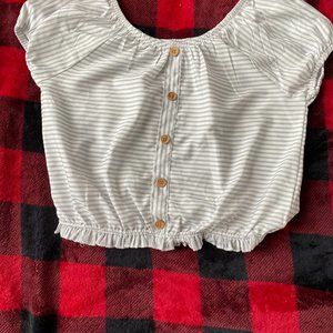 Cute Striped Button Crop Top